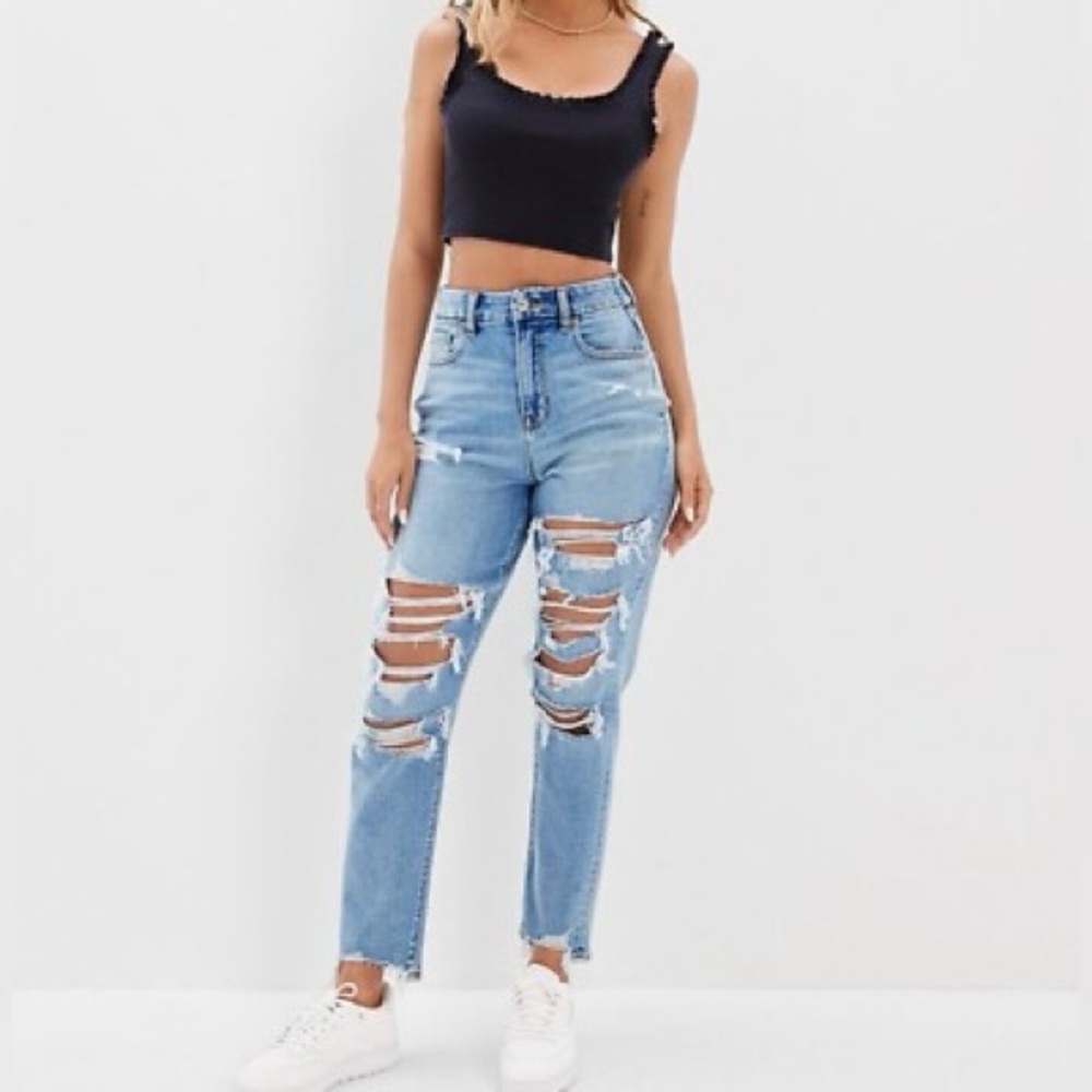 American Eagle Distressed Mom Jeans